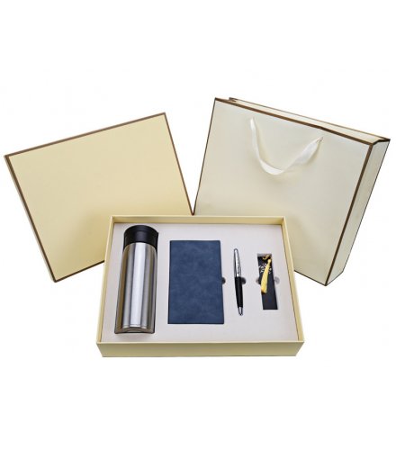 CW045 - Notebook Bookmark Pen Vacuum Mugs Office Stationery Gift Set